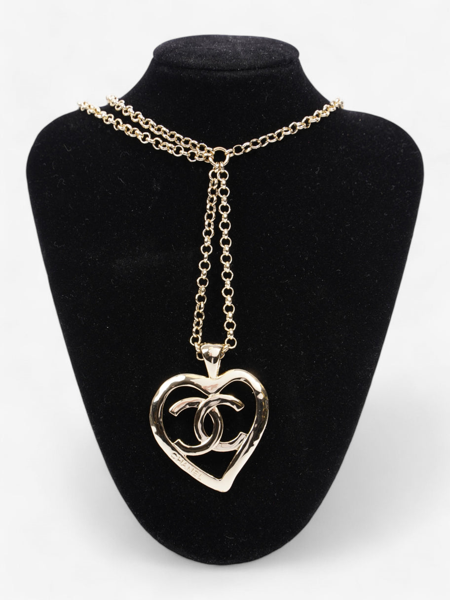 Chanel Coco Heart Long Necklace Light Gold Base Metal Image 1