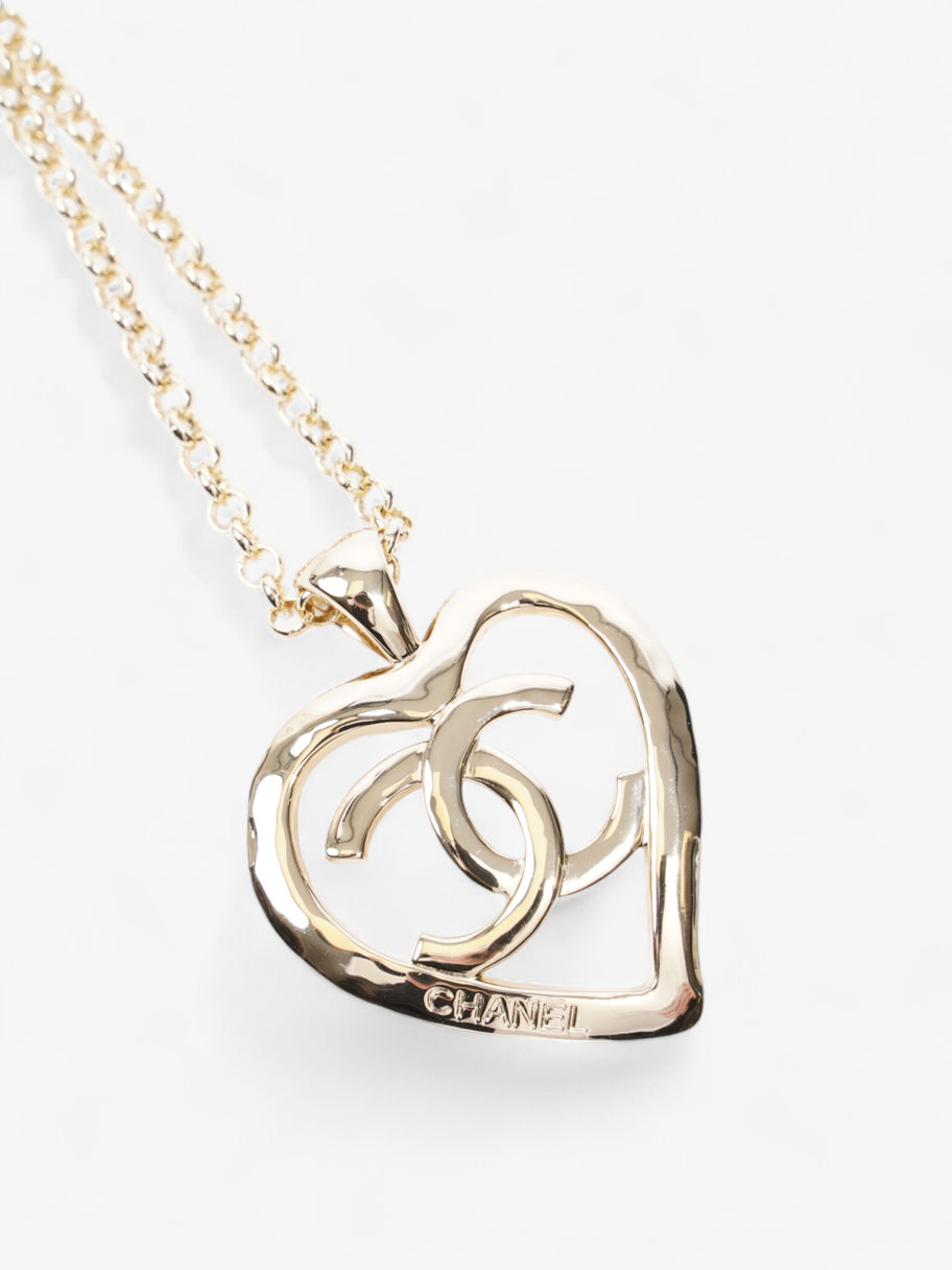 Chanel Coco Heart Long Necklace Light Gold Base Metal Image 2