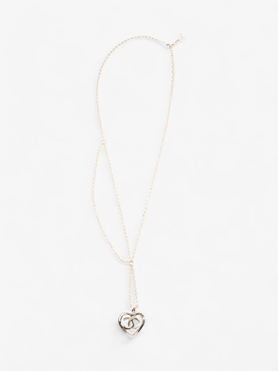 Chanel Coco Heart Long Necklace Light Gold Base Metal Image 4