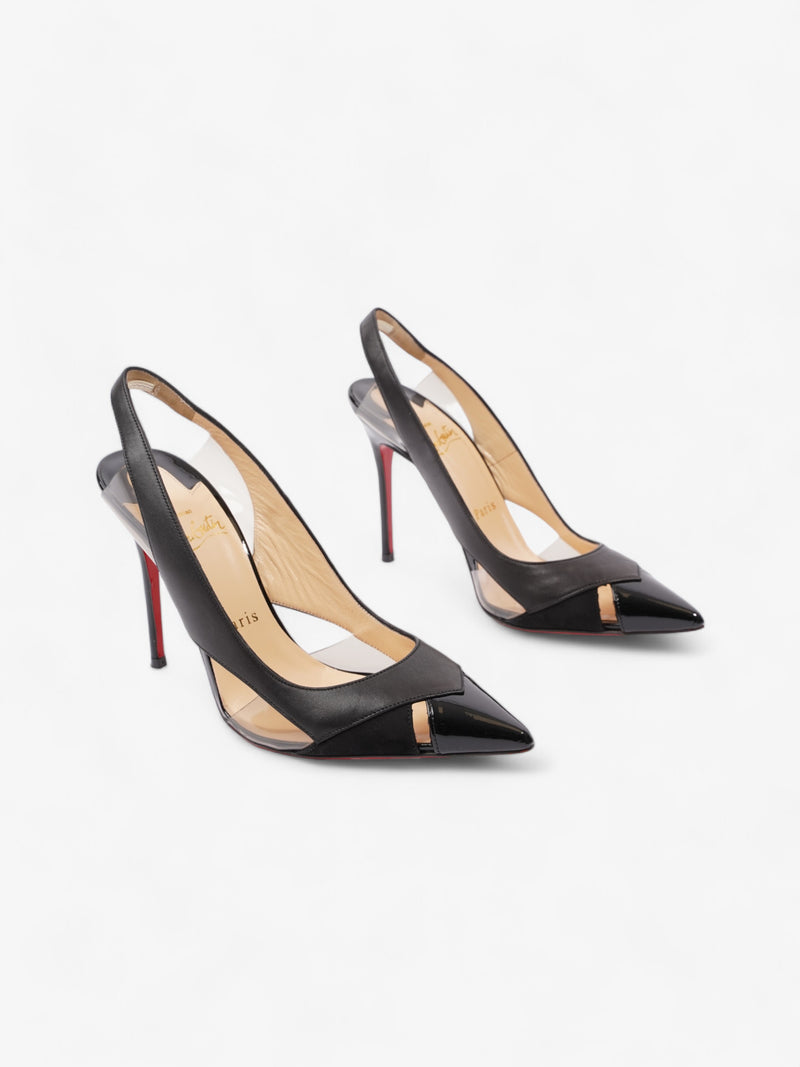  Christian Louboutin Air Chance Peekaboo Slingback 100mm Black Leather EU 36.5 UK 3.5