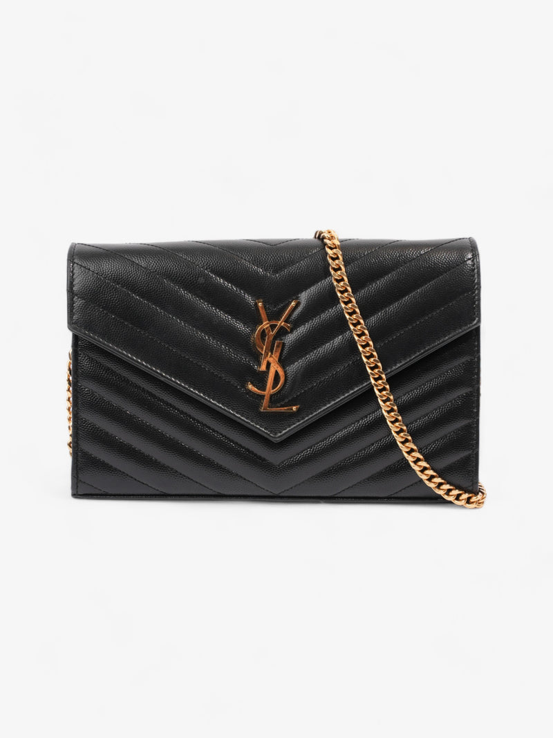  Saint Laurent Cassandre Envelope  Black Grained Leather