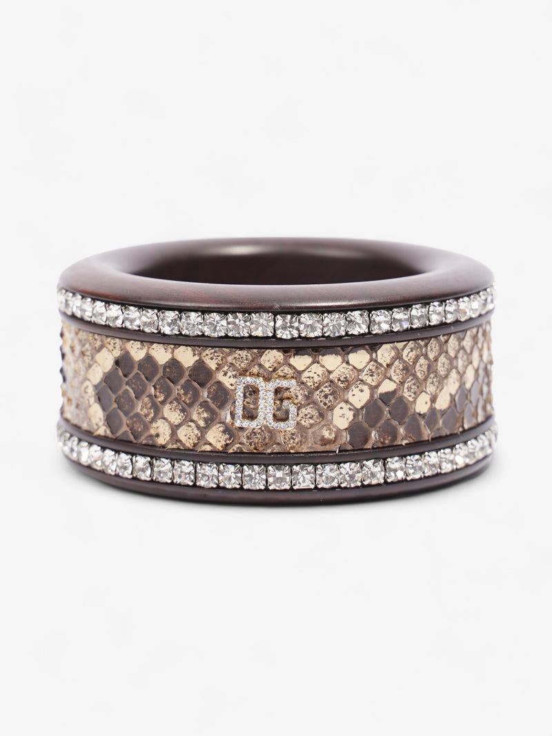  Dolce and Gabbana Python Crystal Bangle Brown Wood S