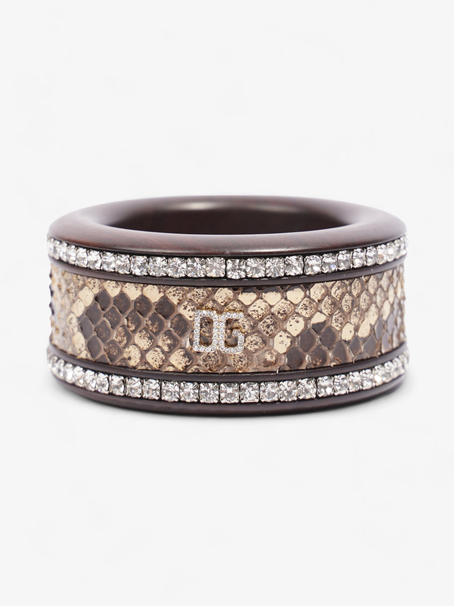 Dolce and Gabbana Python Crystal Bangle Brown Wood S Image 1