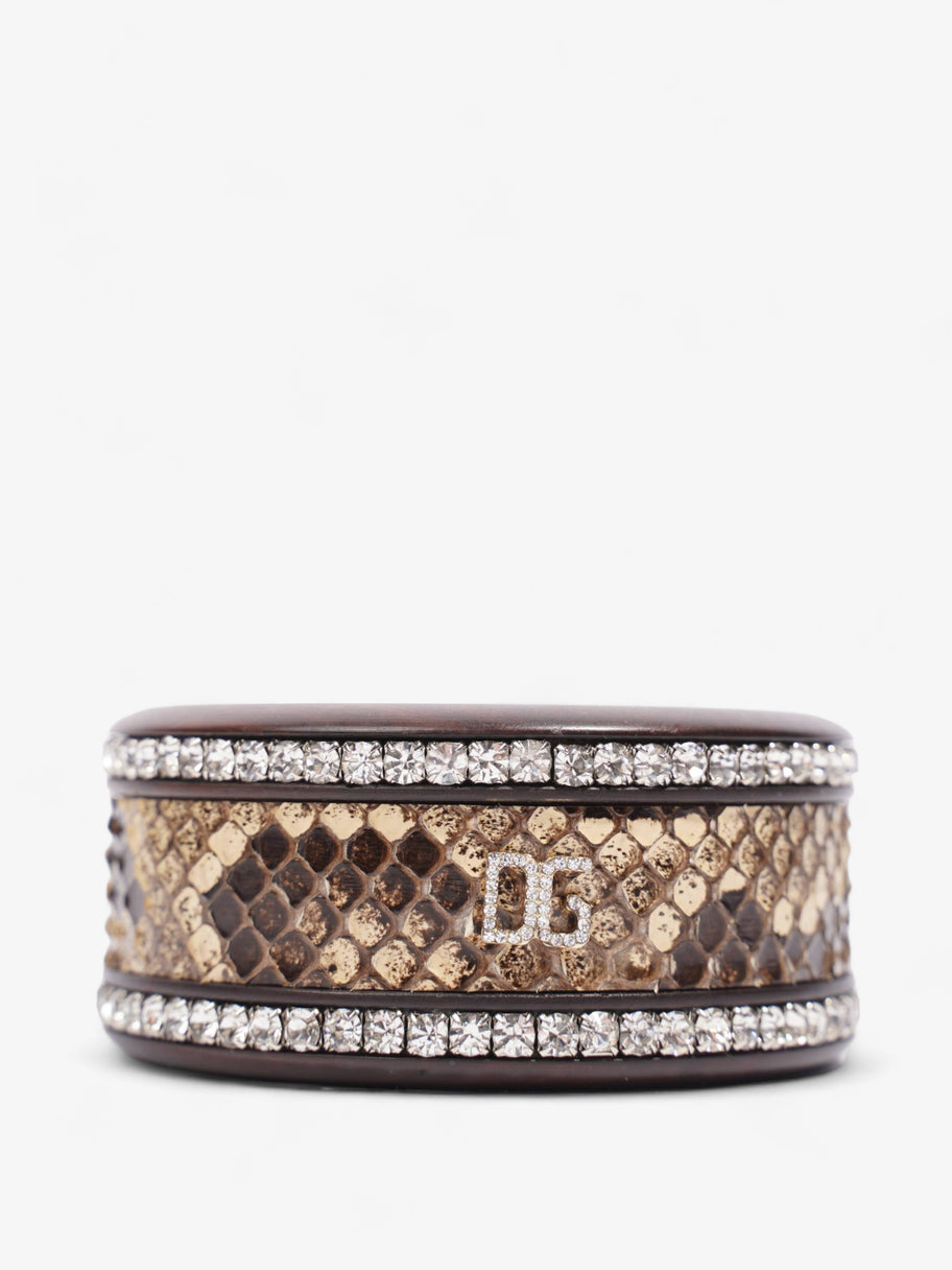 Dolce and Gabbana Python Crystal Bangle Brown Wood S Image 2