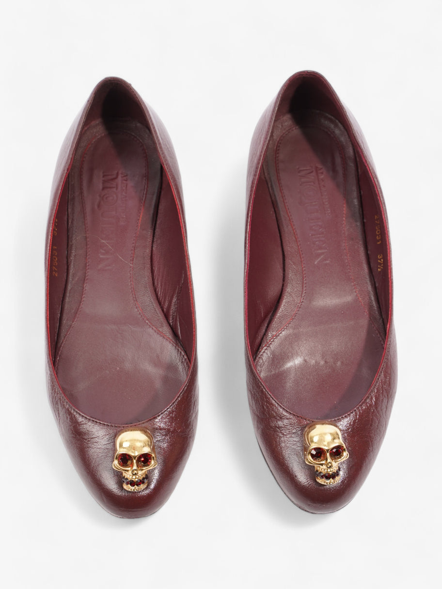 Alexander McQueen Skull Flats Wine Leather EU 37.5 UK 4.5 Image 8