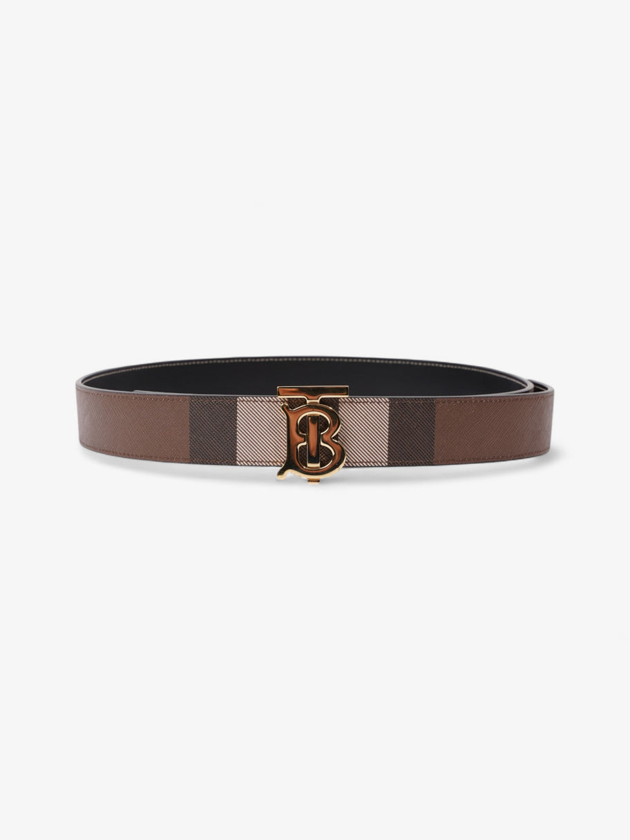 Burberry TB Reversible Giant Check Belt Dark Birch Brown Canvas Small - 106cm Image 1