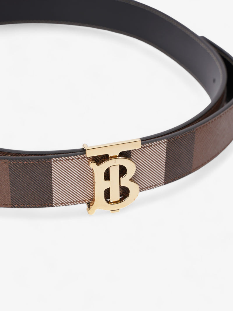  Burberry TB Reversible Giant Check Belt Dark Birch Brown Canvas Small - 106cm