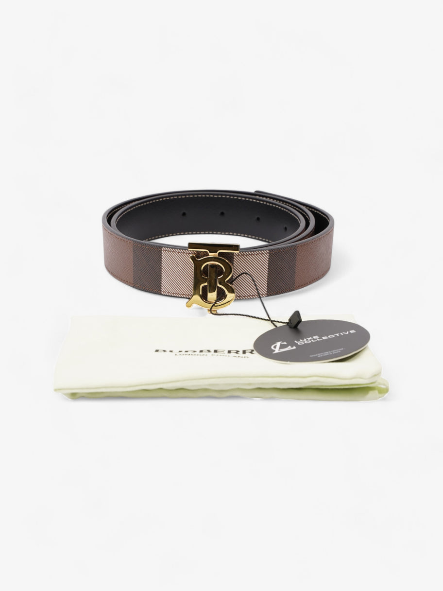 Burberry TB Reversible Giant Check Belt Dark Birch Brown Canvas Small - 106cm Image 5