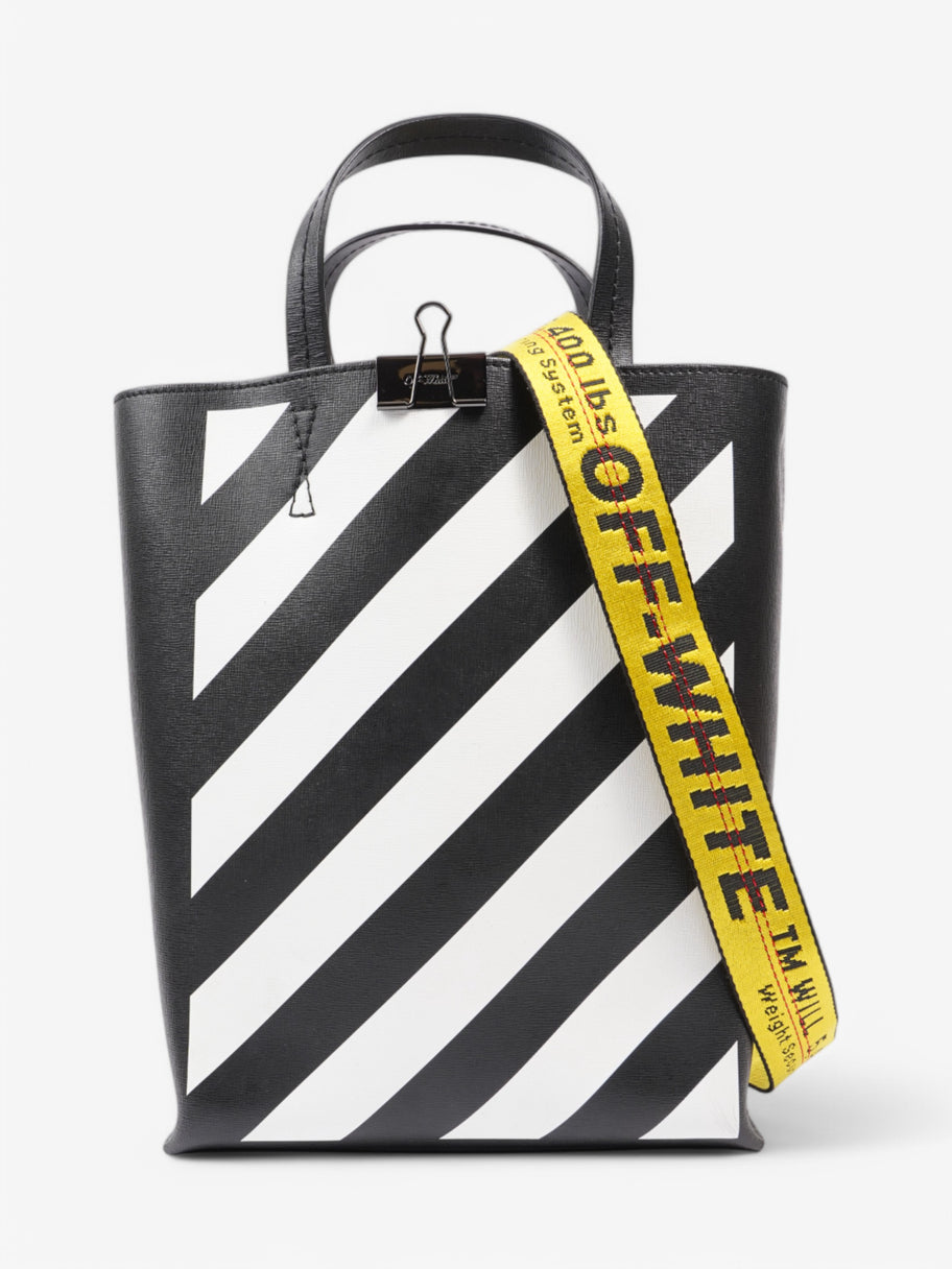 Off White Diagonal Tote Bag Black / White Leather Image 1