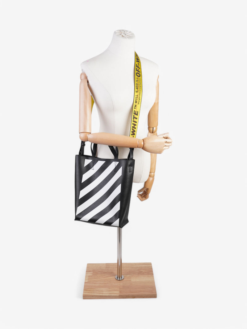  Off White Diagonal Tote Bag Black / White Leather