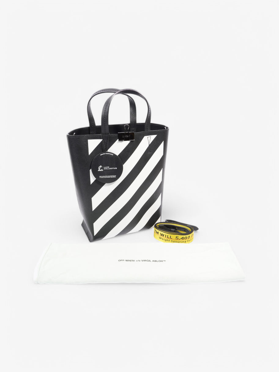 Off White Diagonal Tote Bag Black / White Leather Image 9