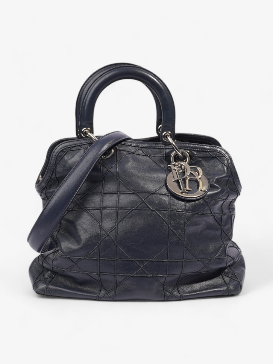 Christian Dior Granville Bag Navy Blue Leather Medium Image 8