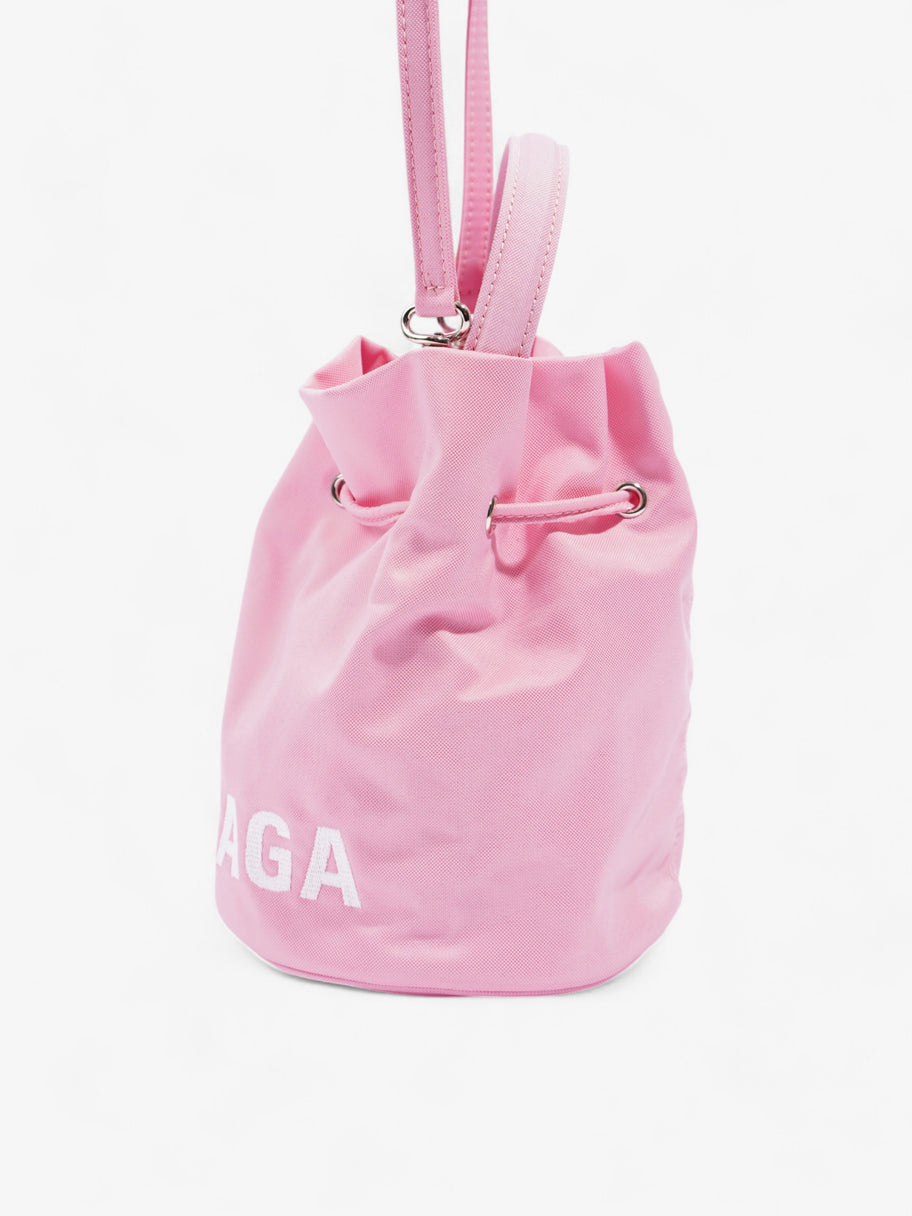 Balenciaga Wheel Drawstring Bucket Bag Pink / White Nylon XS Image 3