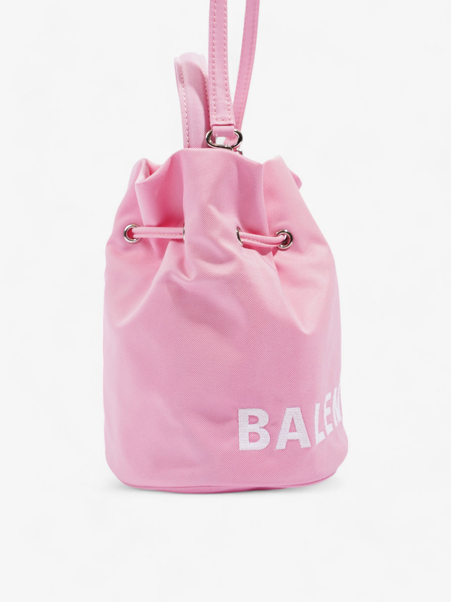 Balenciaga Wheel Drawstring Bucket Bag Pink / White Nylon XS Image 5