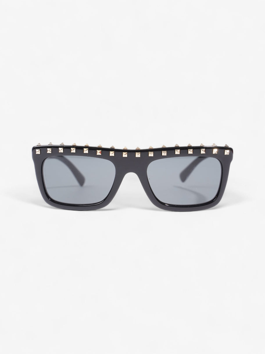 Valentino Rockstud Square Frame Sunglasses Black / Gold Acetate 140mm Image 1