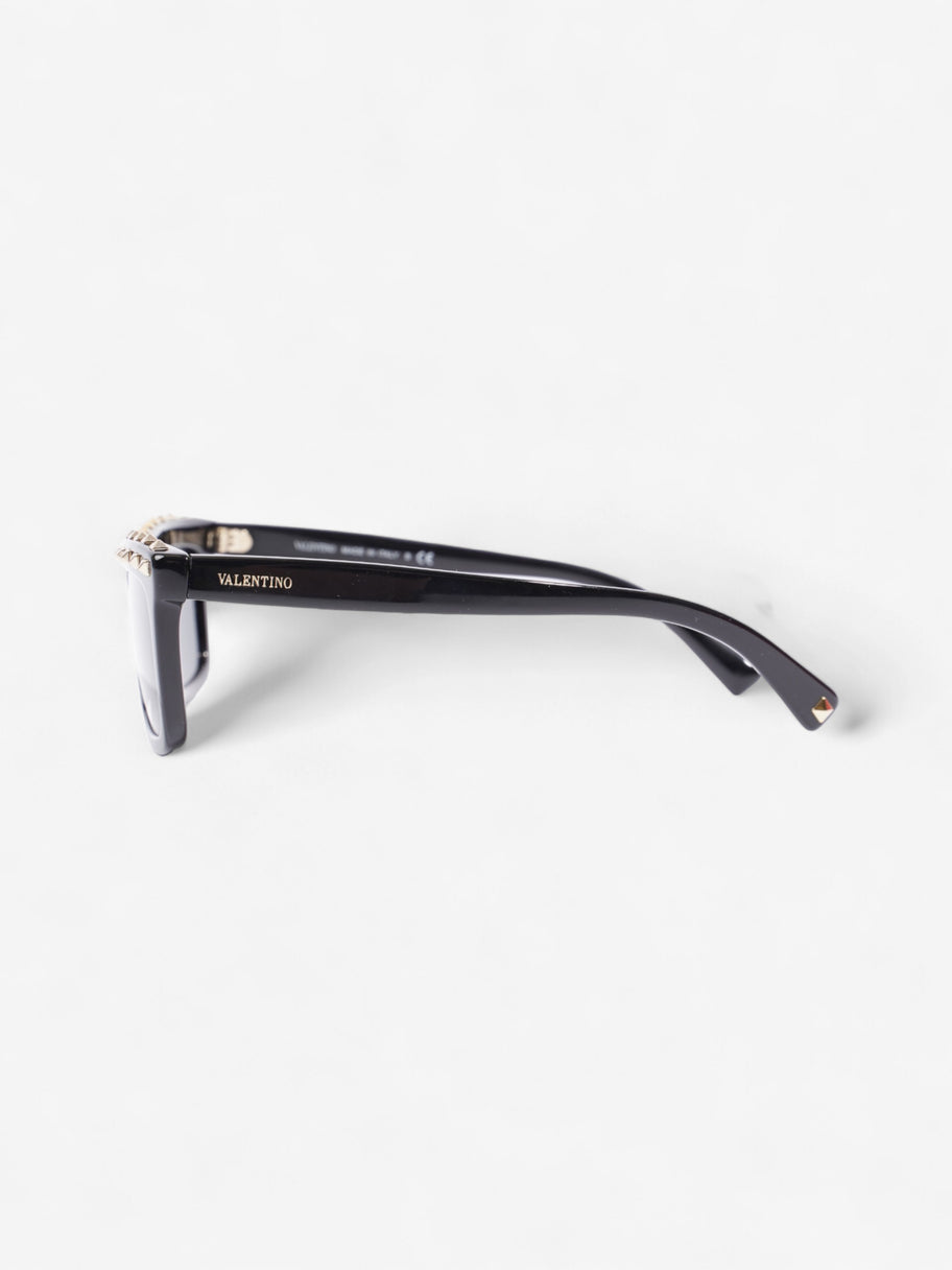 Valentino Rockstud Square Frame Sunglasses Black / Gold Acetate 140mm Image 2