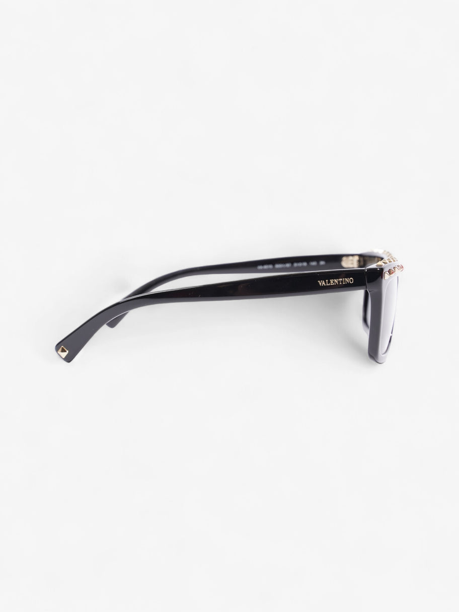 Valentino Rockstud Square Frame Sunglasses Black / Gold Acetate 140mm Image 4