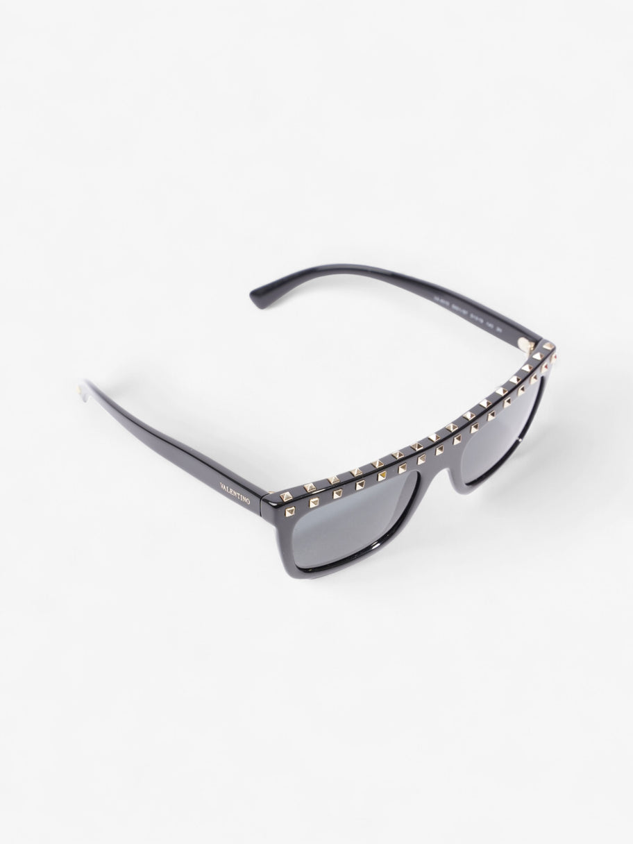 Valentino Rockstud Square Frame Sunglasses Black / Gold Acetate 140mm Image 5