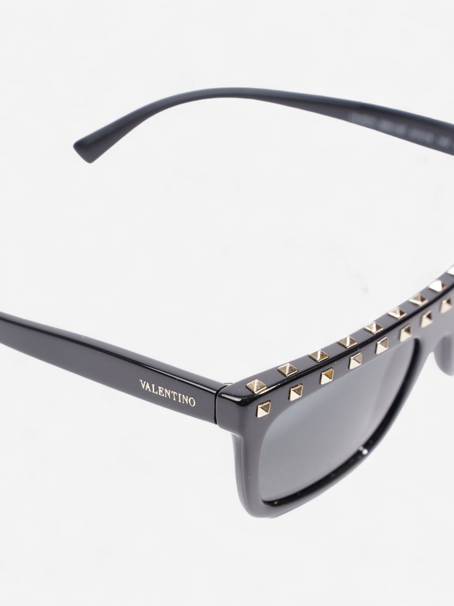 Valentino Rockstud Square Frame Sunglasses Black / Gold Acetate 140mm Image 6