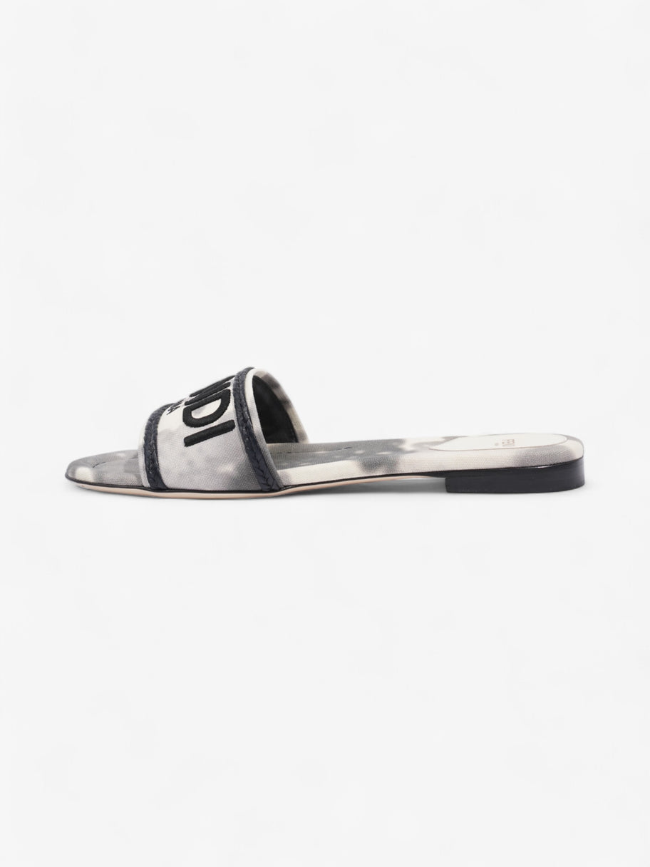 Fendi Logo Sandals Black / Grey / White Canvas EU 38 UK 5 Image 3