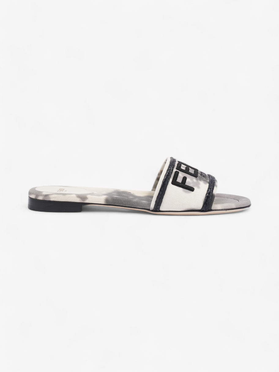 Fendi Logo Sandals Black / Grey / White Canvas EU 38 UK 5 Image 4