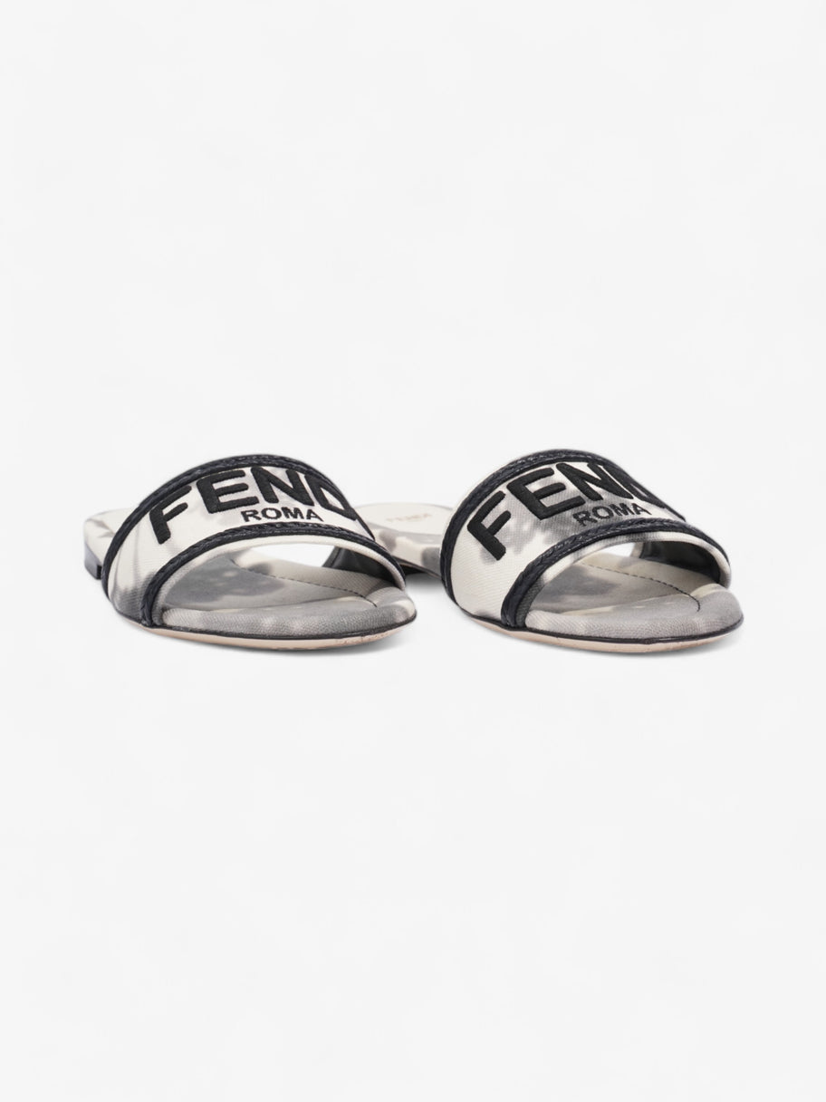 Fendi Logo Sandals Black / Grey / White Canvas EU 38 UK 5 Image 2