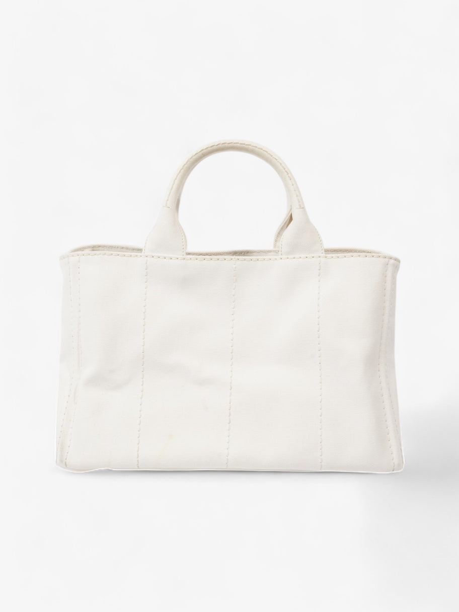 Prada Canapa Tote White / Navy Blue Canvas Medium Image 4