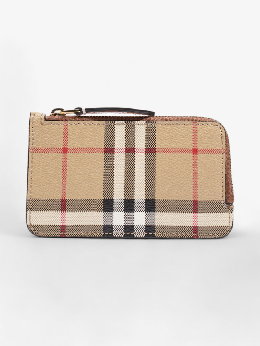 Burberry Check Zip Card Case Archive Beige Coated Canvas Image 1