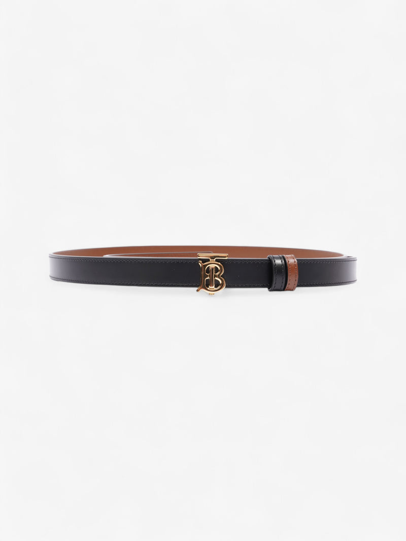  Burberry TB Reversible Belt Black / Brown / Gold Leather Medium - 123cm