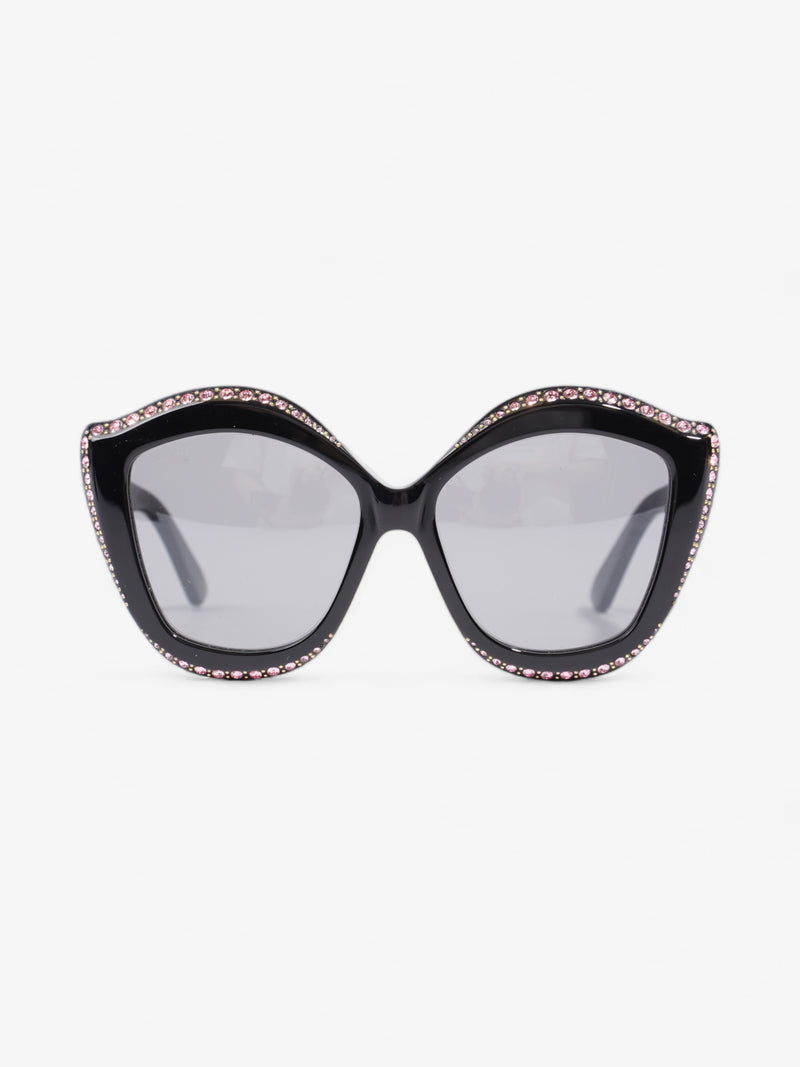  Crystal Cat Eye Sunglasses Black / Pink Acetate 140mm