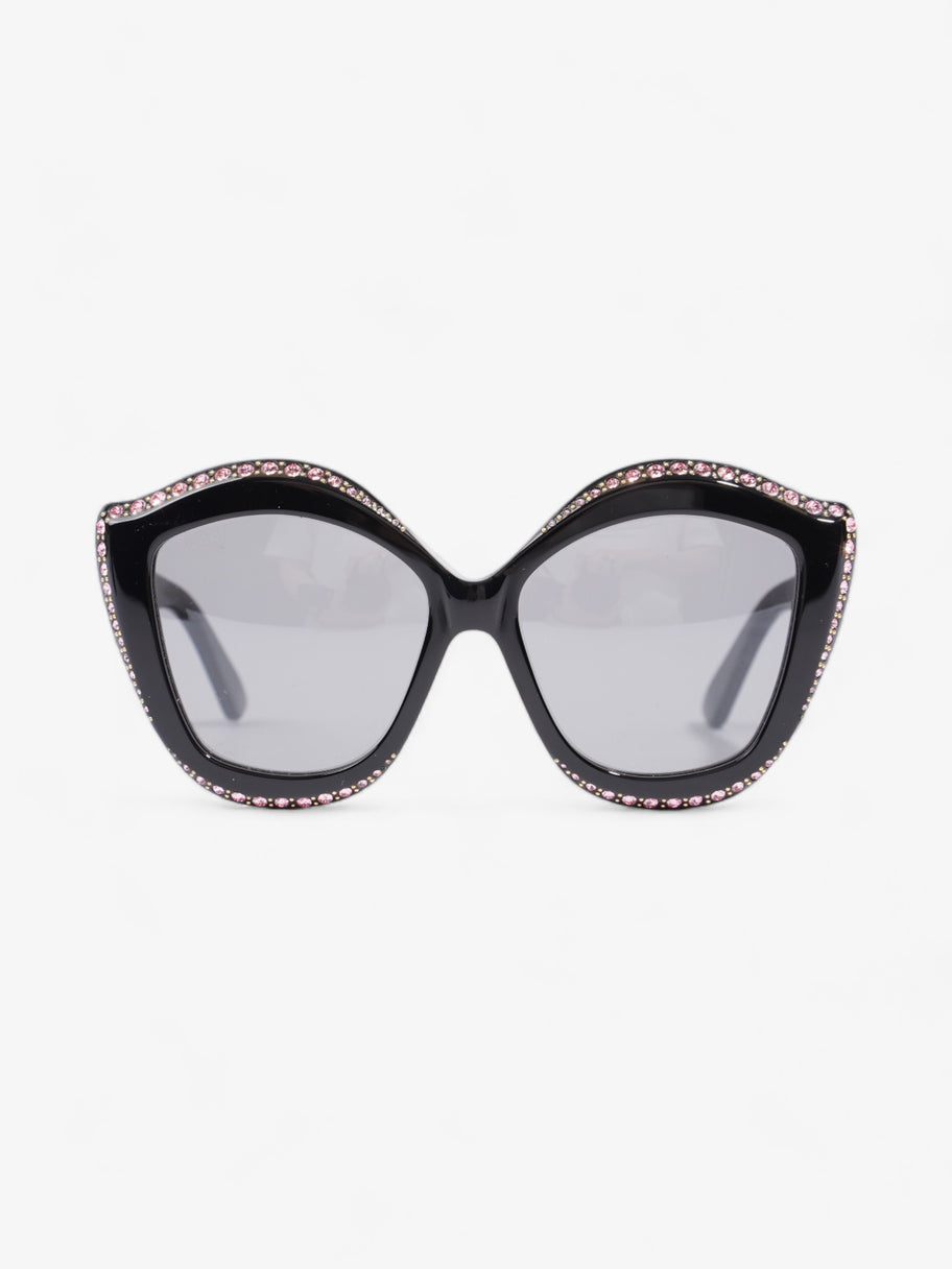 Crystal Cat Eye Sunglasses Black / Pink Acetate 140mm Image 1