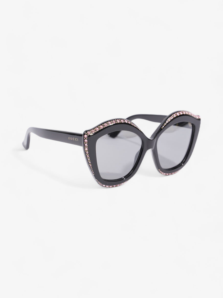 Crystal Cat Eye Sunglasses Black / Pink Acetate 140mm Image 5