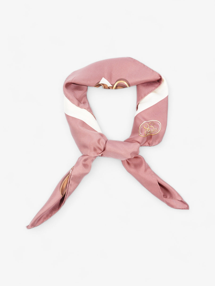 Gucci Riding Gear and Horse Bit Scarves Dusty Pink / Brown Silk Image 1