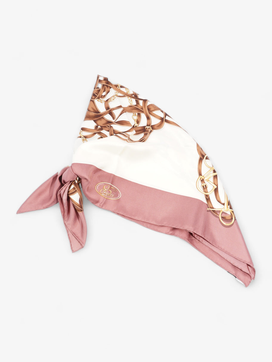 Gucci Riding Gear and Horse Bit Scarves Dusty Pink / Brown Silk Image 3