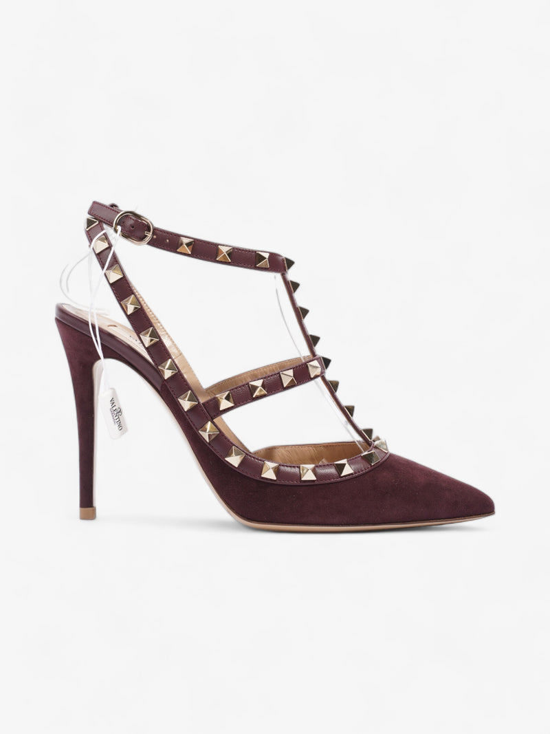  Valentino Rockstud Heeled Pumps 105mm Burgundy Suede EU 39 UK 6