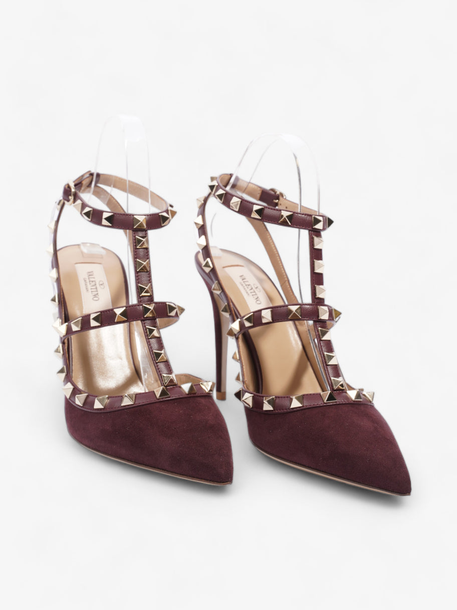 Valentino Rockstud Heeled Pumps 105mm Burgundy Suede EU 39 UK 6 Image 2