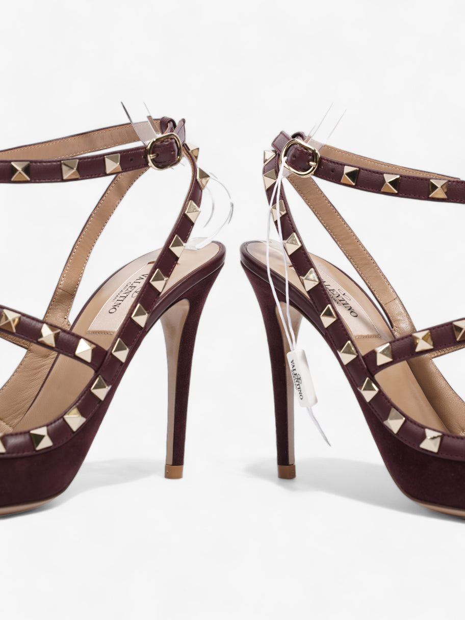 Valentino Rockstud Heeled Pumps 105mm Burgundy Suede EU 39 UK 6 Image 8