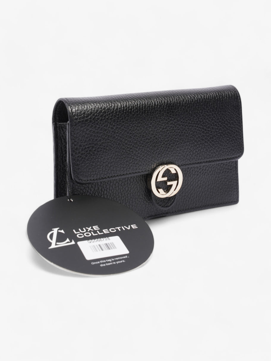 Gucci Dollar Interlocking G Chain Wallet Black Calfskin Leather Image 8