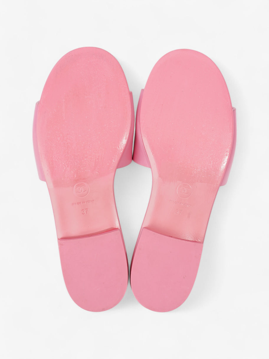 Chanel Logo Slides Pink / Black Leather EU 37 UK 4 Image 7