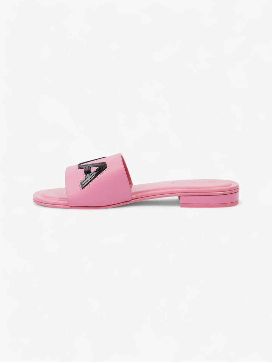 Chanel Logo Slides Pink / Black Leather EU 37 UK 4 Image 3