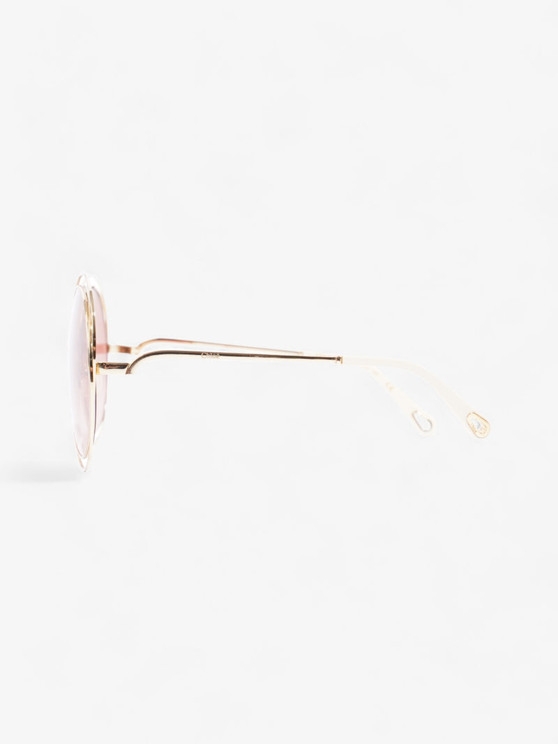  Chloe Round Sunglasses Gold / Pink Acetate 135mm