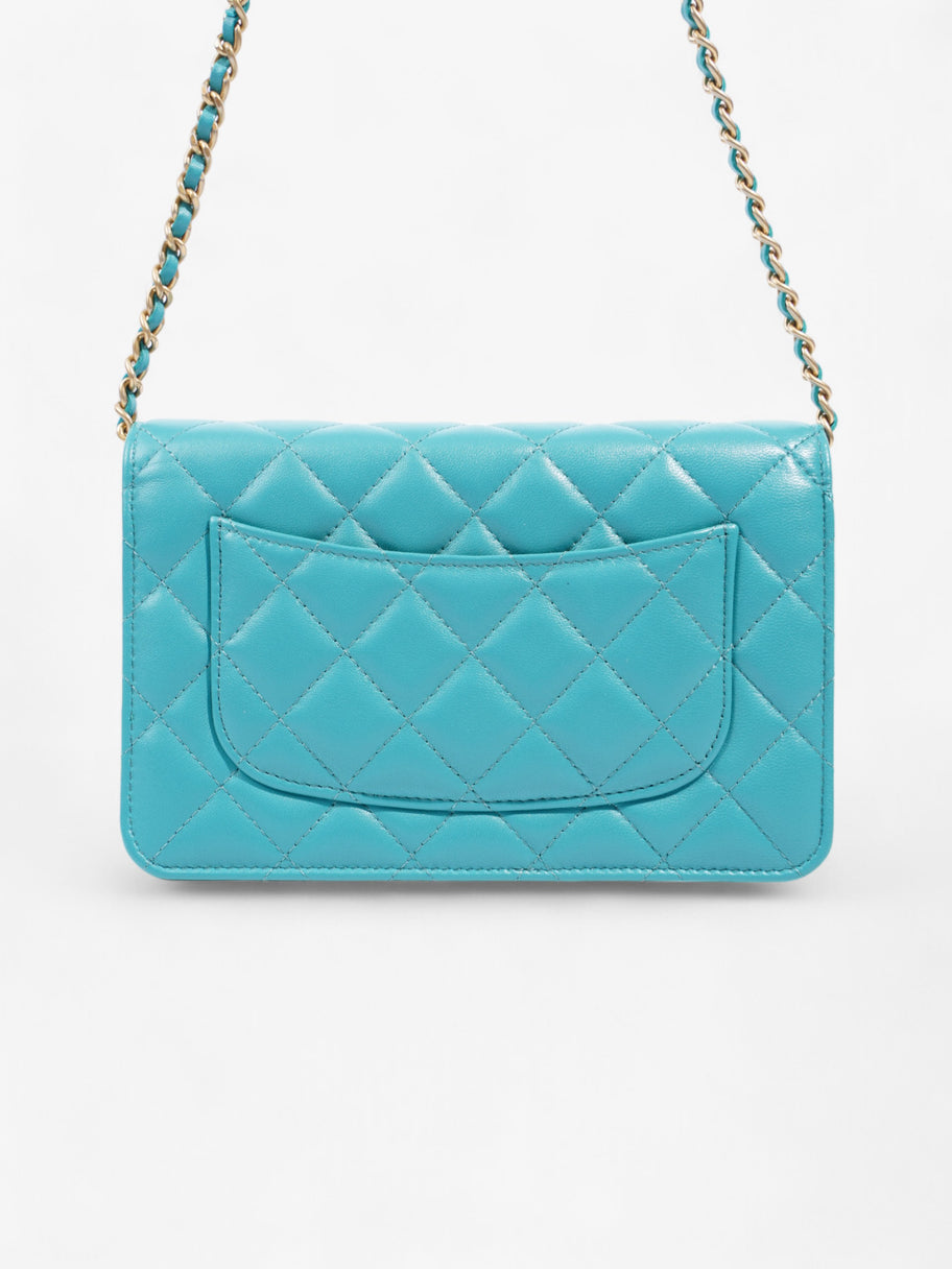 Chanel Classic Wallet on Chain Turquoise Blue  Lambskin Leather Image 4