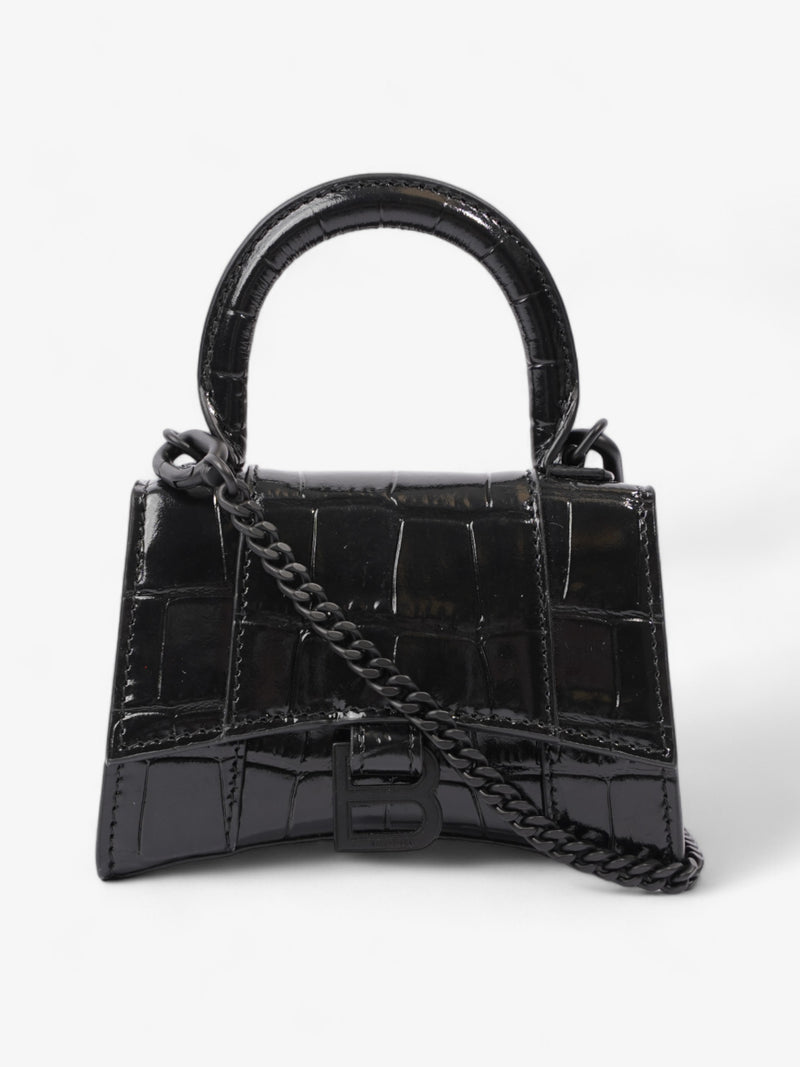  Balenciaga Hourglass Black Embossed Leather Mini