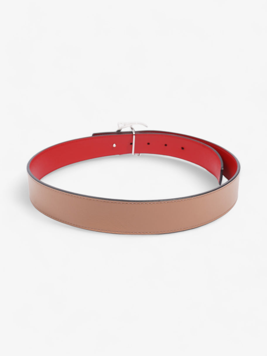 Christian Louboutin Logo Buckle Belt Beige / Red Leather 80cm 32