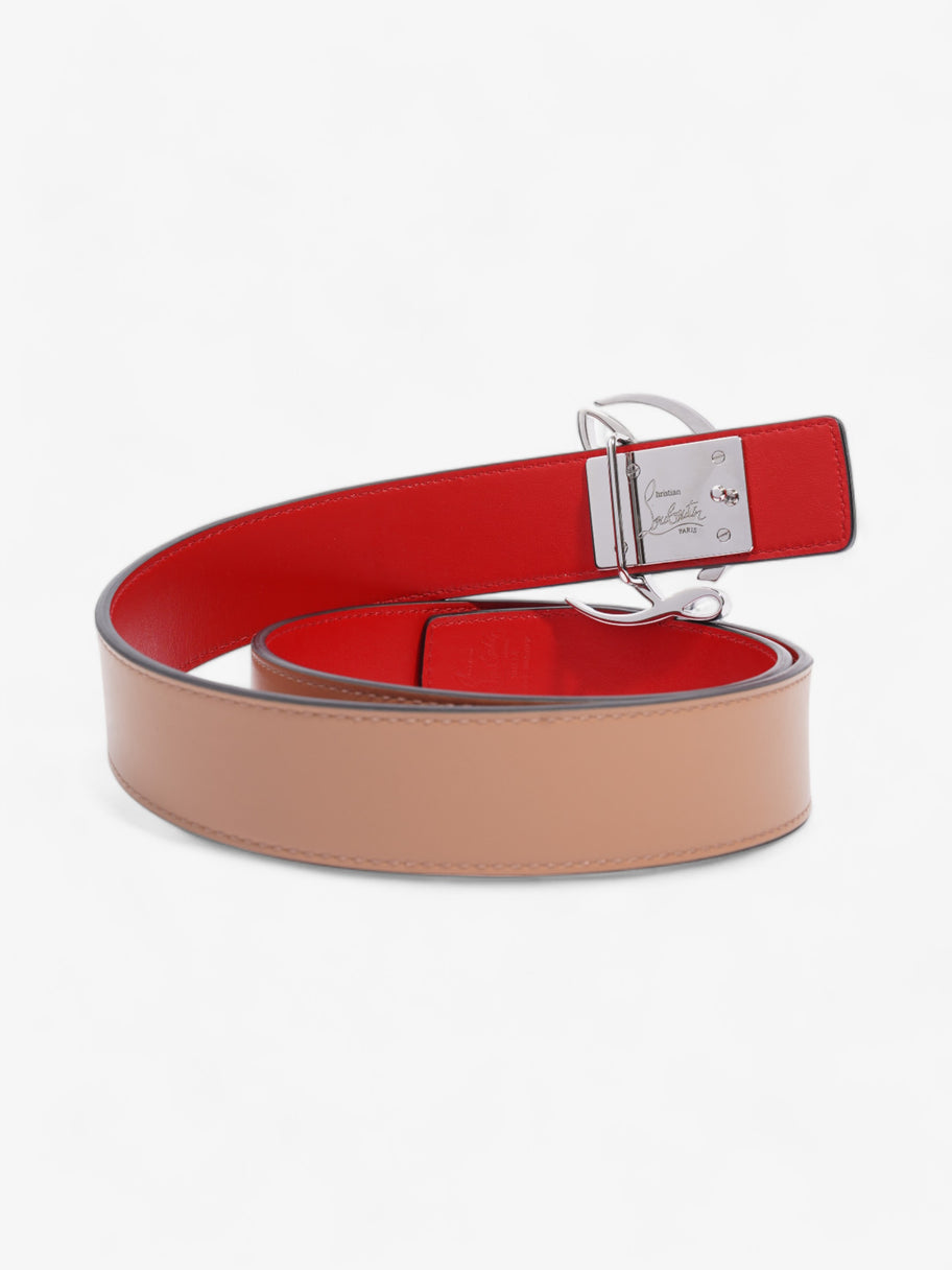 Christian Louboutin Logo Buckle Belt Beige / Red Leather 80cm 32