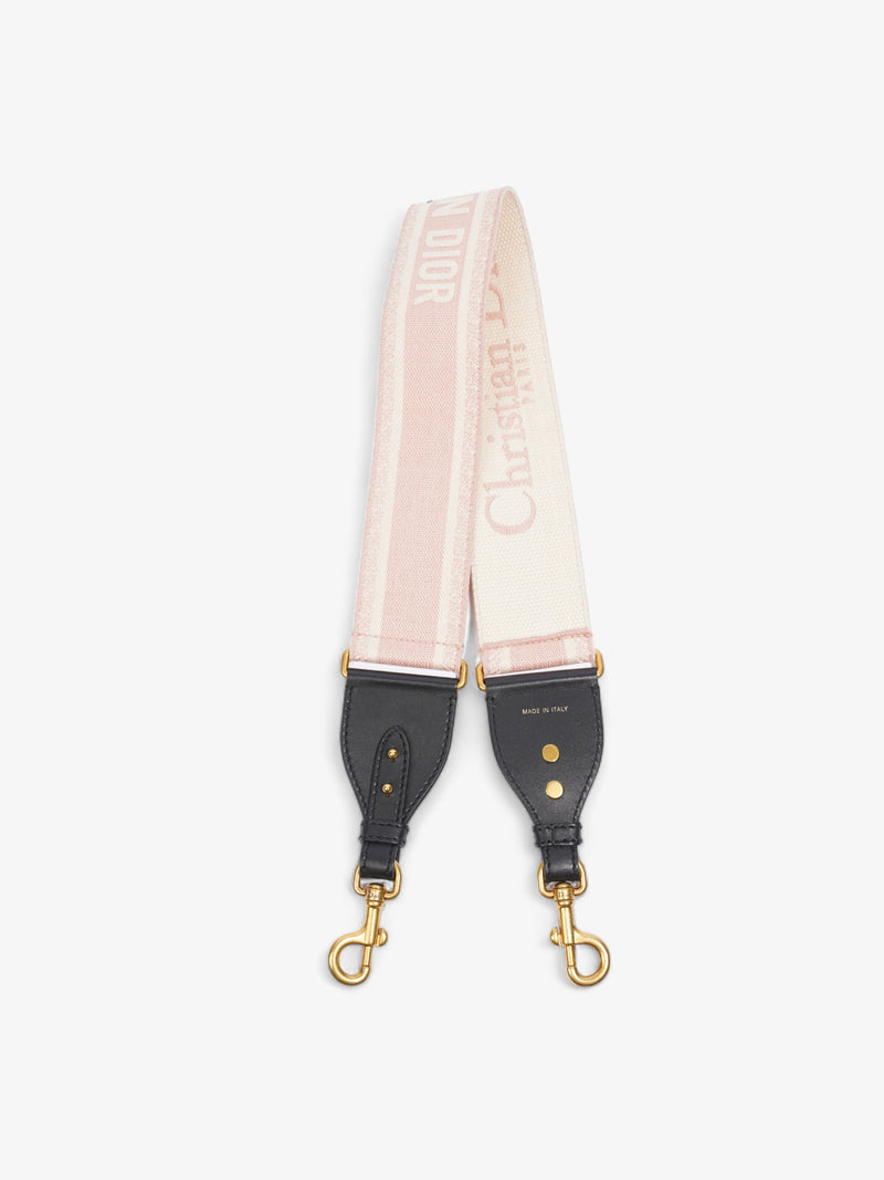  Embroidered Strap Beige / Pink Canvas