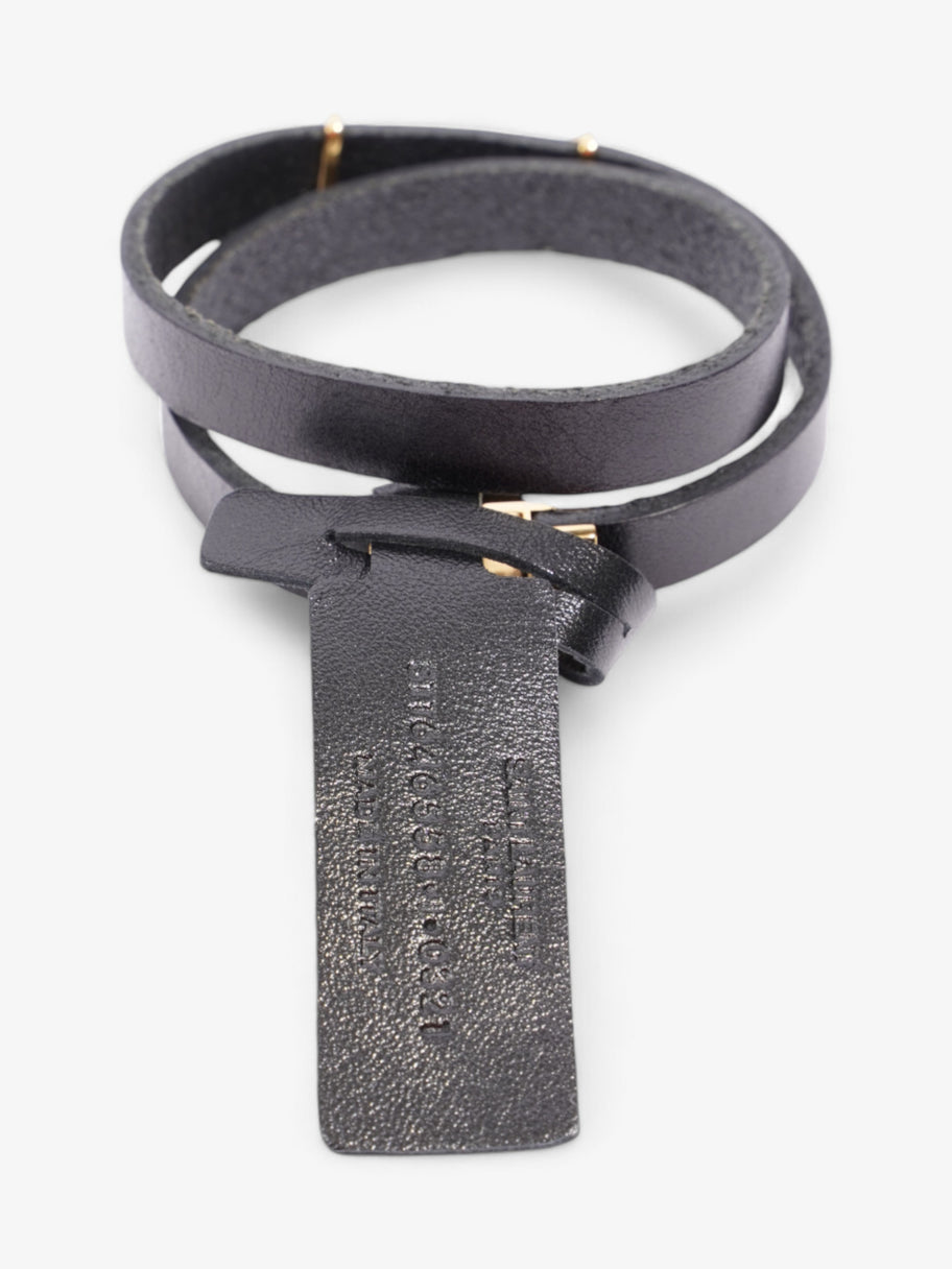 Saint Laurent Cassandre Double Wrap Bracelet Black / Gold Calfskin Leather Image 3