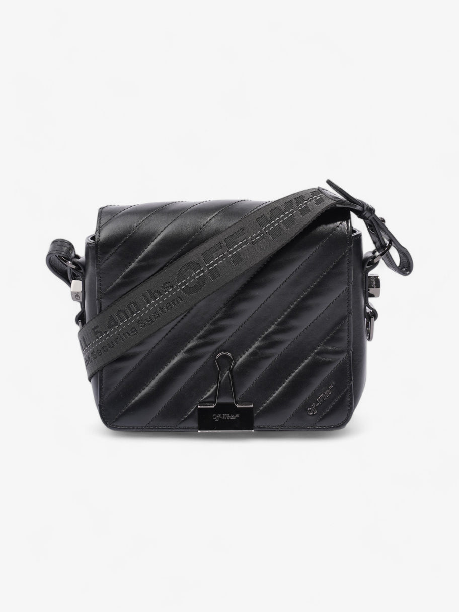 Off White Binder Clip Bag Black Leather Image 1