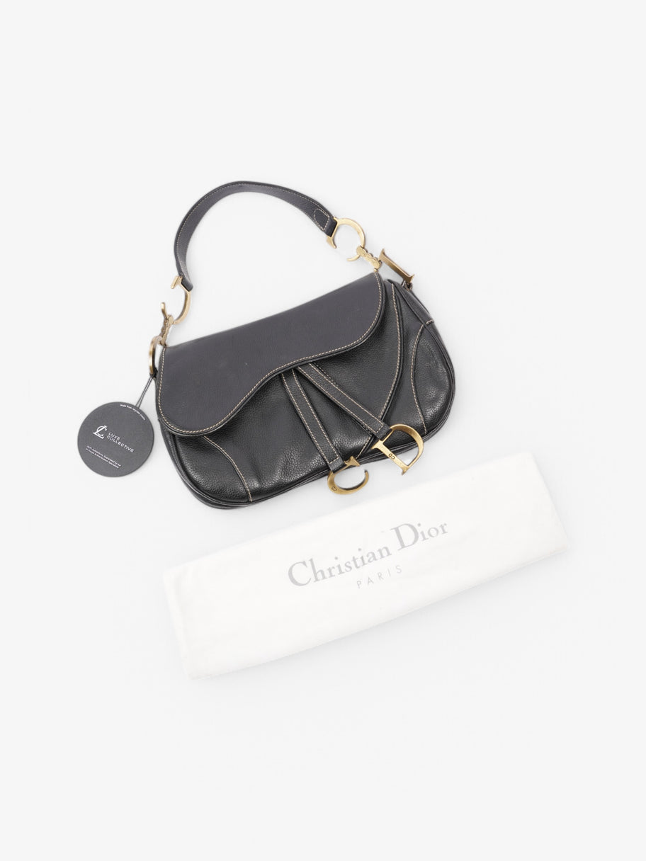 Christian Dior Double Saddle Bag Black Leather Image 10