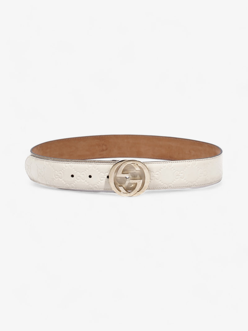  Gucci Interlocking G Belt White Leather 75cm 30